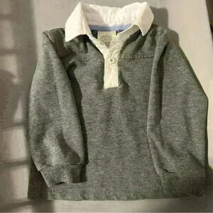 Vintage Toddler boy baby polo rugby gray collared long sleeve shirt 100% cotton